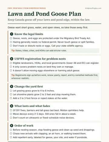 First page of The Lawn and Pond Goose Plan