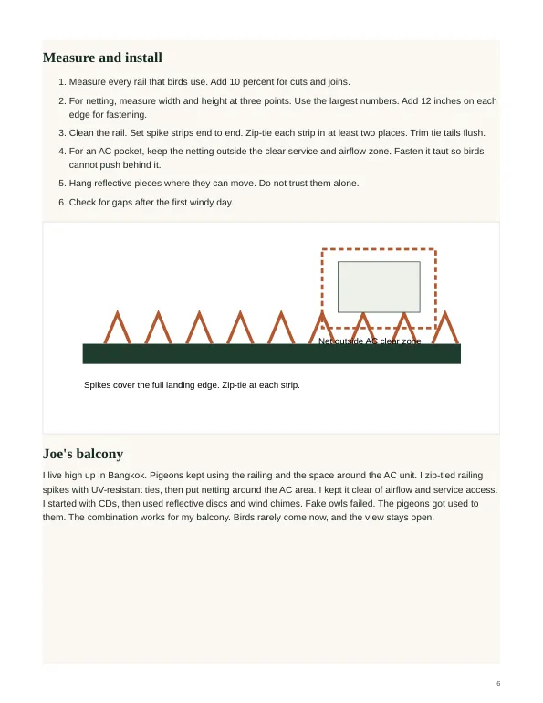 Balcony chapter page with a fix table and shopping list